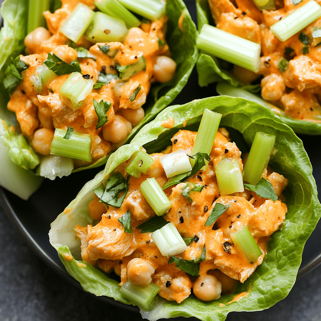 The Best Chickpea Chicken Salad You’ve Never Tried (High Protein & Big Flavor) Chickpea Chicken Salad Buffalo chicken chickpea salad in lettuce cups
