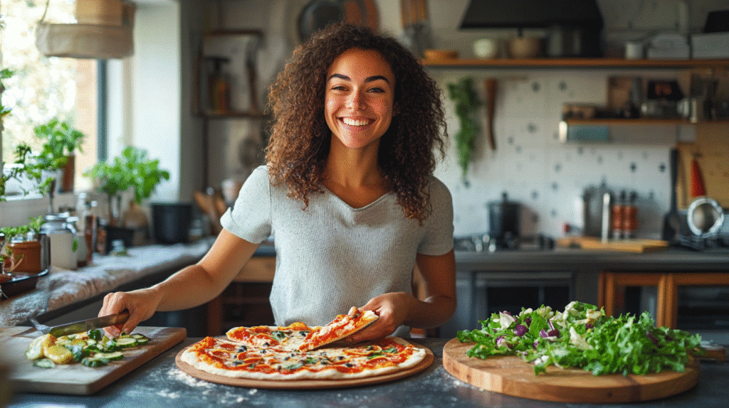 Ultimate Gluten-Free Pizza Guide: Crust, Brands & Dairy-Free Recipes Gluten-Free Pizza Gluten Free Serving gluten-free pizza gluten free at home with salad