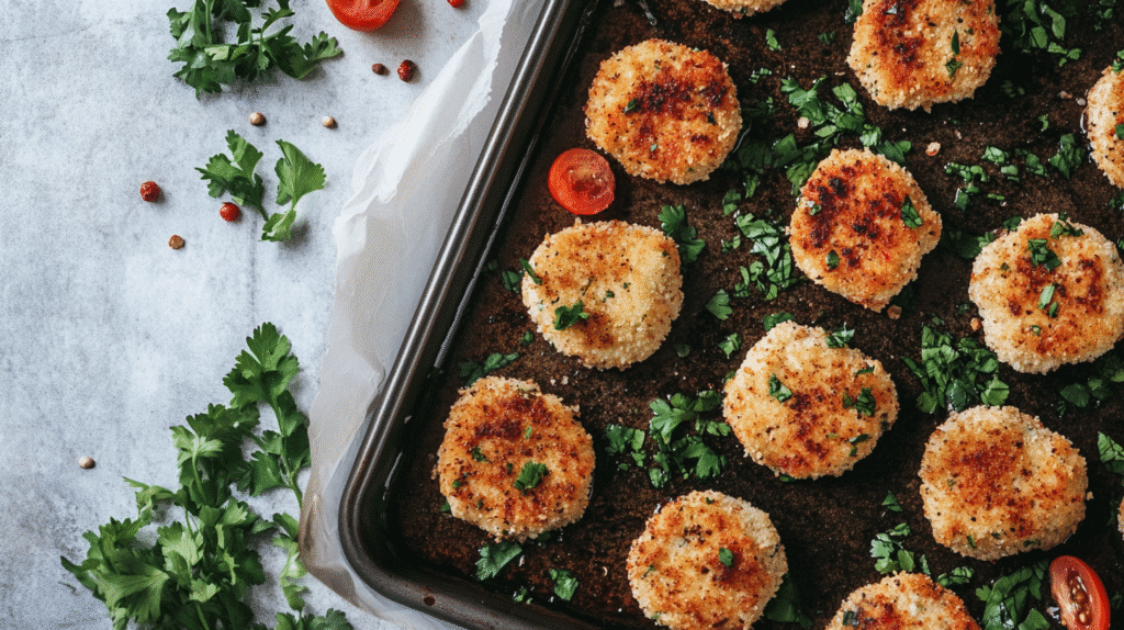 Gluten-Free Chicken Nuggets That Taste Better Than Fast Food Gluten-Free Chicken Nuggets Low-carb almond flour gluten-free chicken nuggets on baking tray
