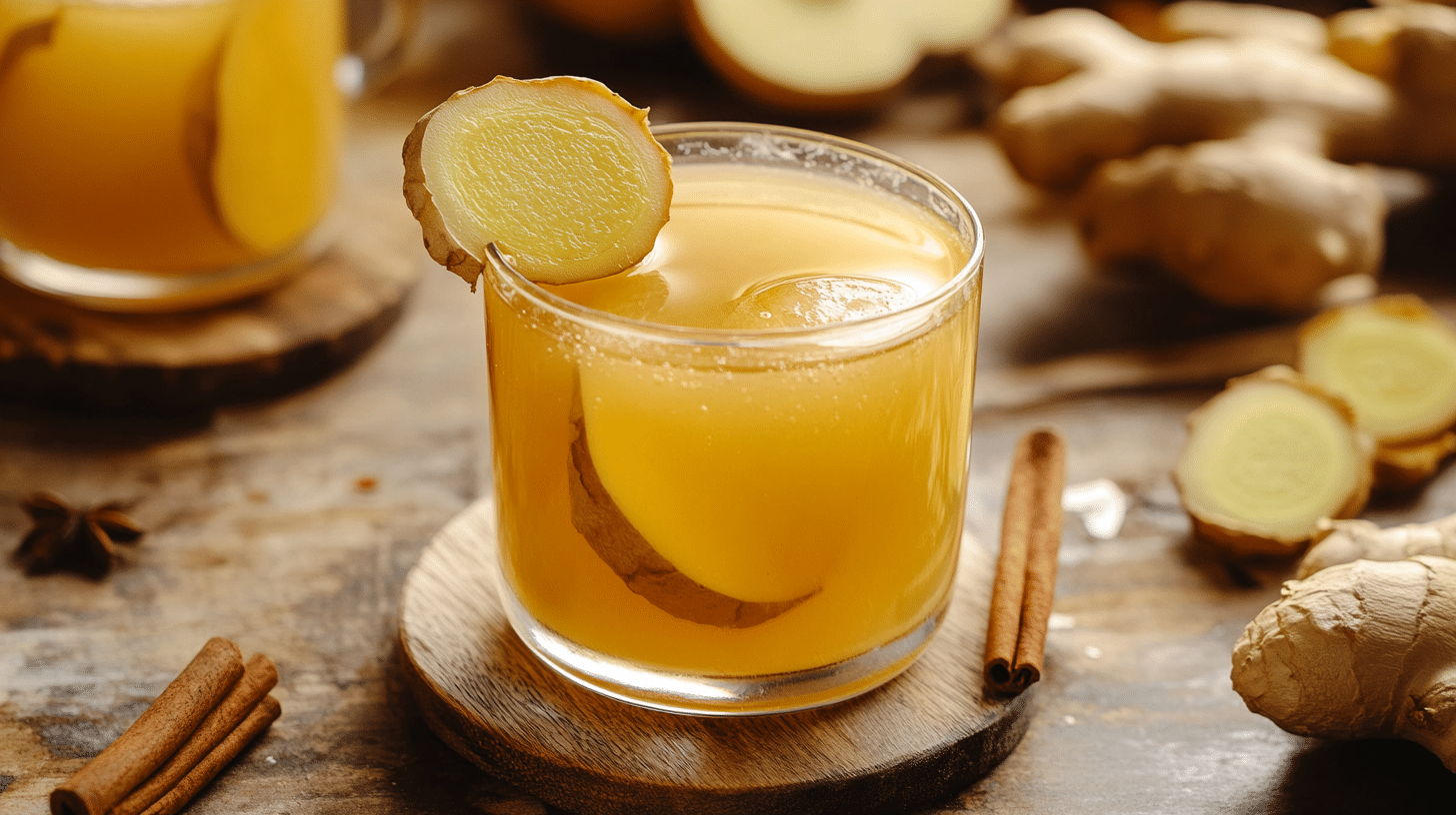 Apple cider vinegar detox drink on rustic kitchen counter